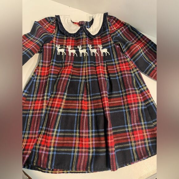 Marie Nicole Other - Marie Nicole Cotton Plaid Reindeer Christmas Dress Size Small (2 years)